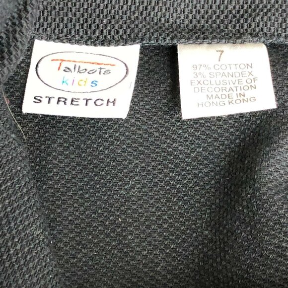 Talbots Skirt Girls 7 Black Fruit Embroidery Side Zip Stretch Pink Yellow Casual - Picture 3 of 6